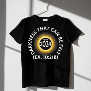 From Exodus, the words Darkness that can be felt around the sun with a black moon in the center that says 2024