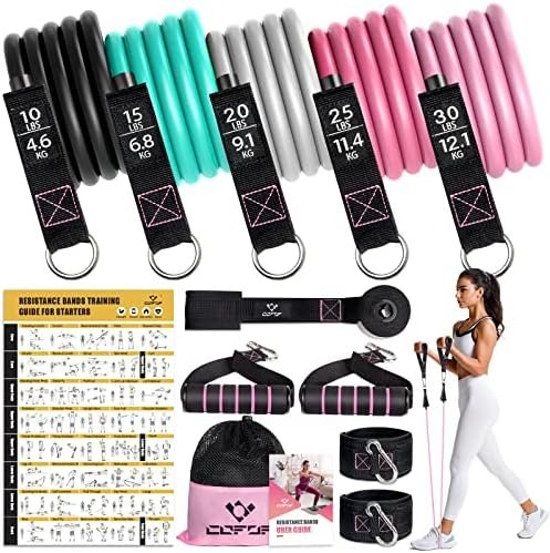 Resistance Bands with Handles for Women, 5 Level Exercise Bands Workout Bands for Physical Therapy, Yoga, Pilates, Door Anchor, Storage Pouch 25 51GWCmzlyaL. AC