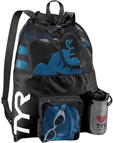 TYR Big Mesh Mummy Backpack for Swim, Gym and Workout Gear, Black, 40-Liter Capacity 16 51NFESC9cJL. AC