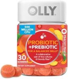 OLLY Probiotic + Prebiotic Gummy, Digestive Support and Gut Health, 500 Million CFUs, Fiber, Adult Chewable Supplement for Men and Women, Peach, 30 Day Supply – 30 Count