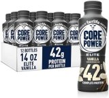 Core Power Fairlife Elite 42g High Protein Milk Shake Bottle, Ready To Drink for Workout Recovery, kosher, Liquid, Vanilla, 14 Fl Oz (Pack of 12)
