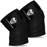 Gymreapers Knee Wraps (Pair) With Strap for Squats, Weightlifting, Powerlifting, Leg Press, and Cross Training – Flexible 72 inch Knee Wraps for Squatting – For Men & Women